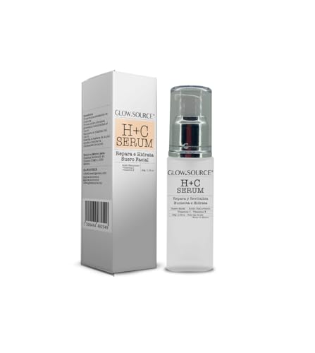GLOW.SOURCE Serum Vita C HC. Suero Facial con Aloe Vera, vitamina E y C mas Ácido Hialurónico, Repara, Revitaliza, Humecta, e Hidrata
