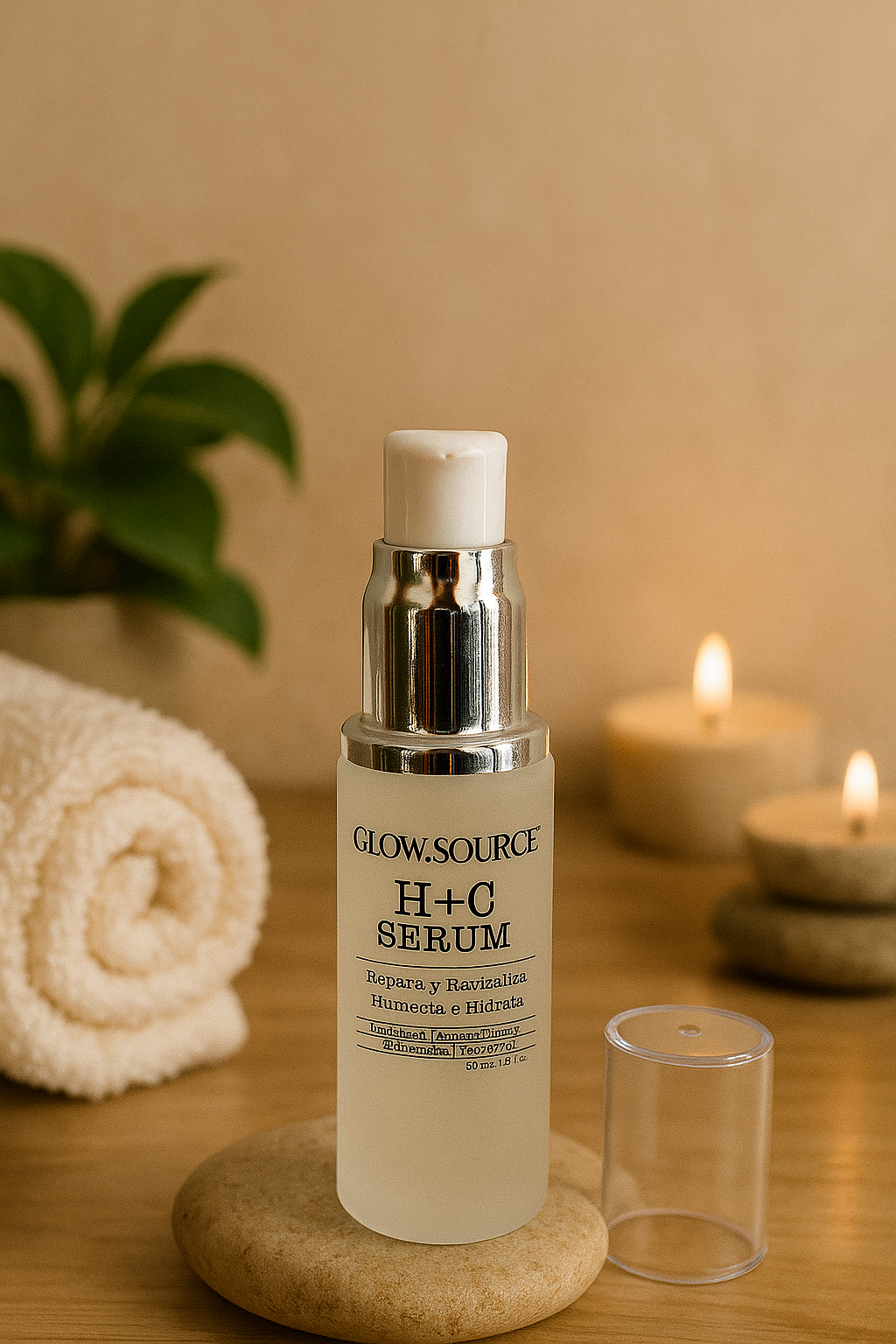 GLOW.SOURCE Serum Vita C HC. Suero Facial con Aloe Vera, vitamina E y C mas Ácido Hialurónico, Repara, Revitaliza, Humecta, e Hidrata