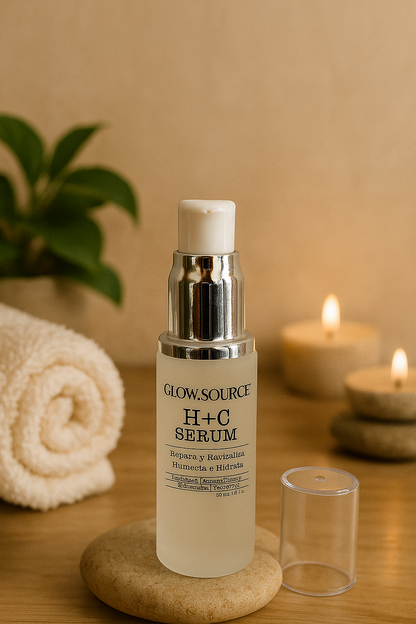 GLOW.SOURCE H+C Serum Facial, Repara, Revitaliza, Humecta, e Hidrata